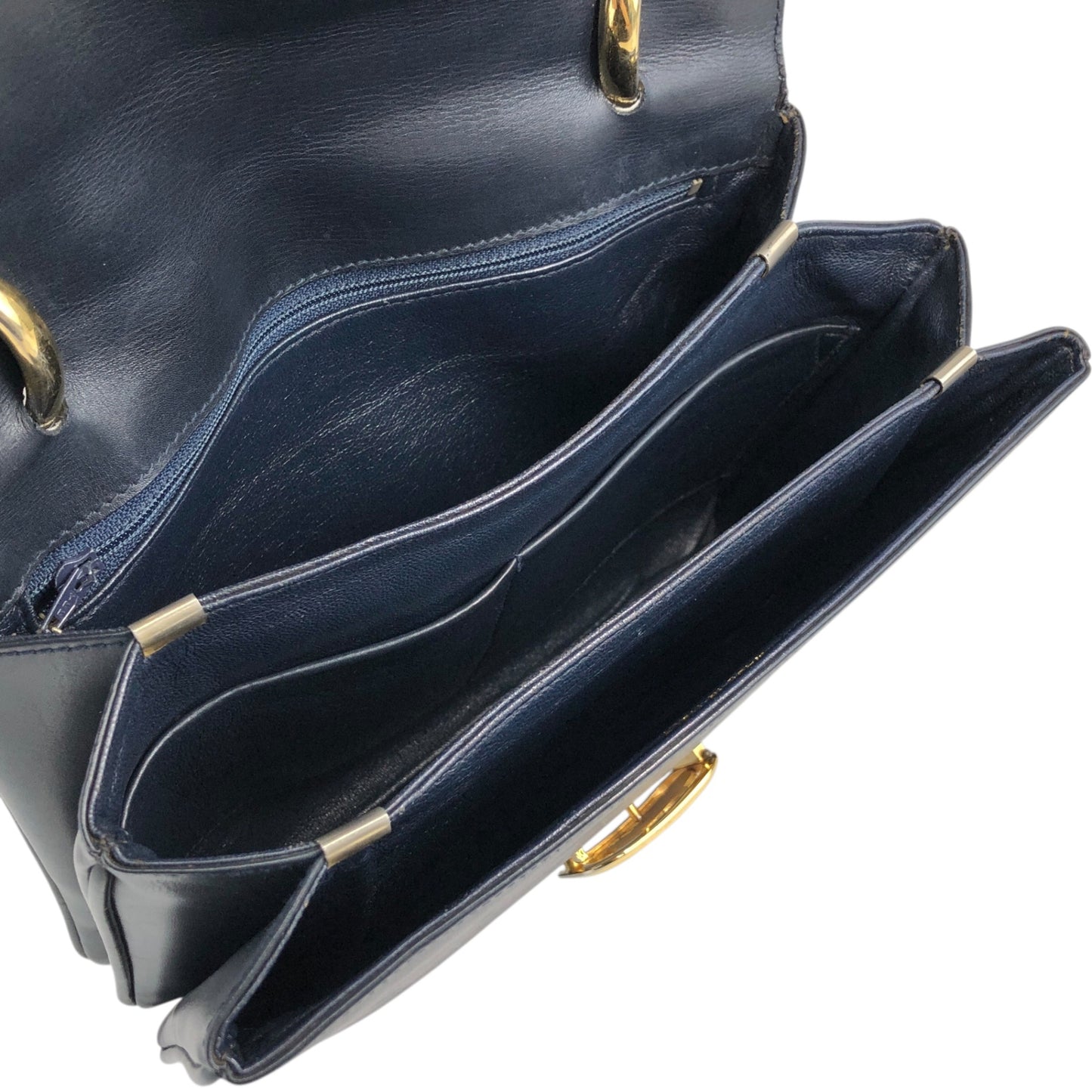 CELINE Horse Carriage Handbag Dark Navy Vintage 3bgmzr