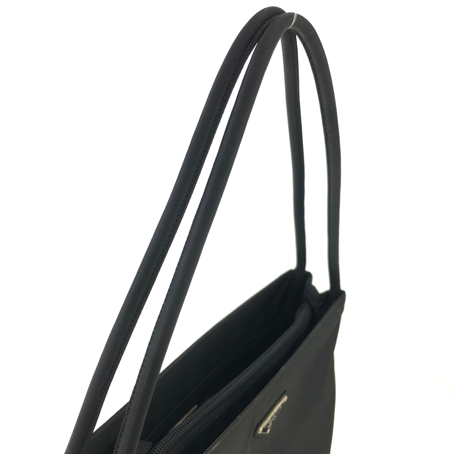 PRADA Triangle Logo Nylon Shoulder bag Totebag Black Vintage jg45ez