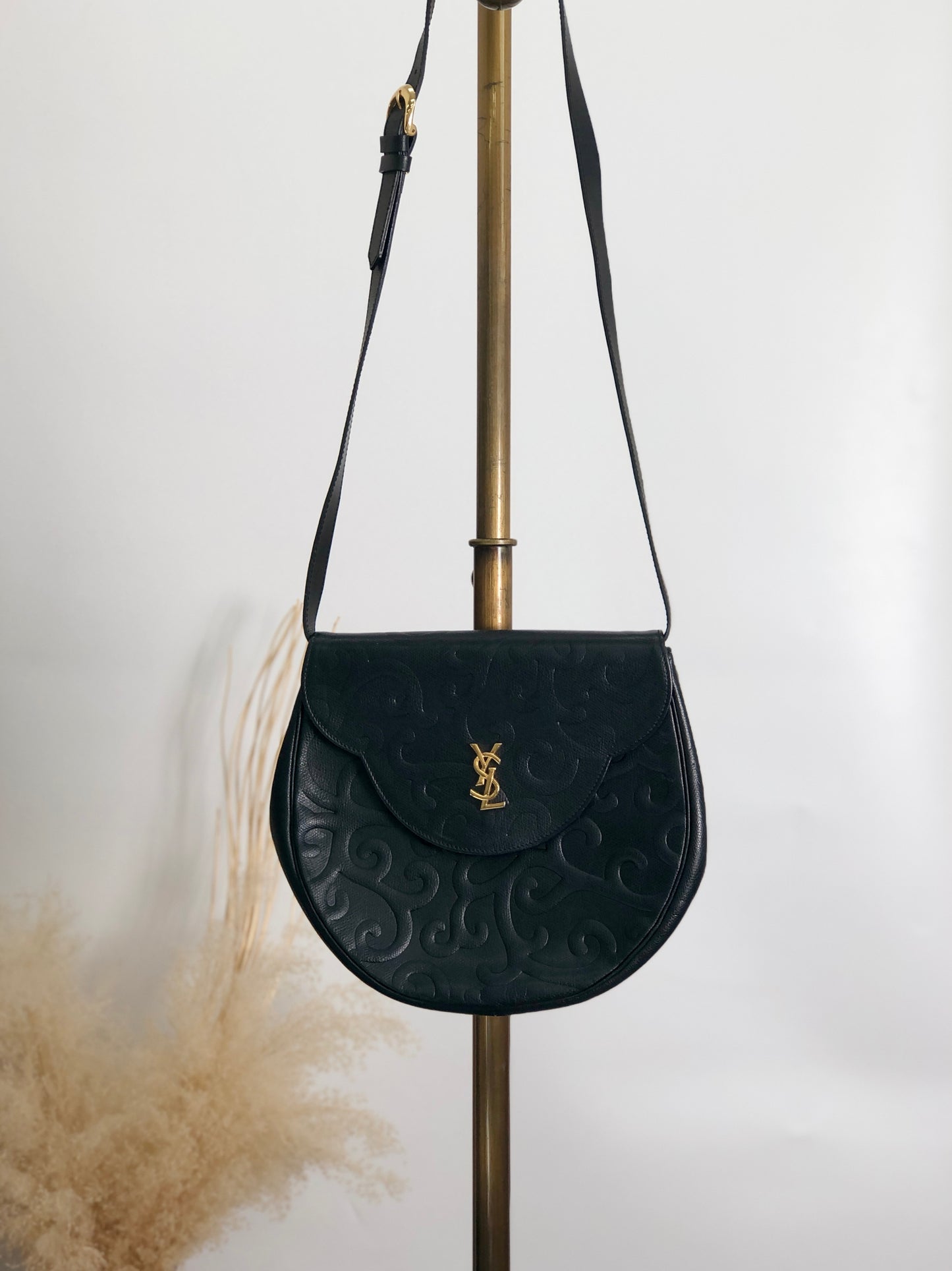Yves Saint Laurent YSL Logo 單肩包 黑色 復古 cmeran