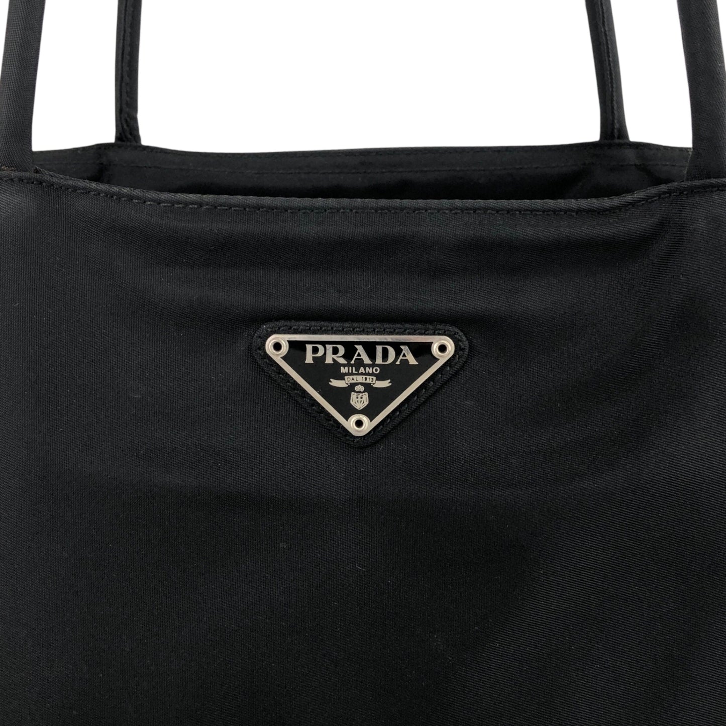 PRADA Triangle Logo Totebag Black Vintage efichx