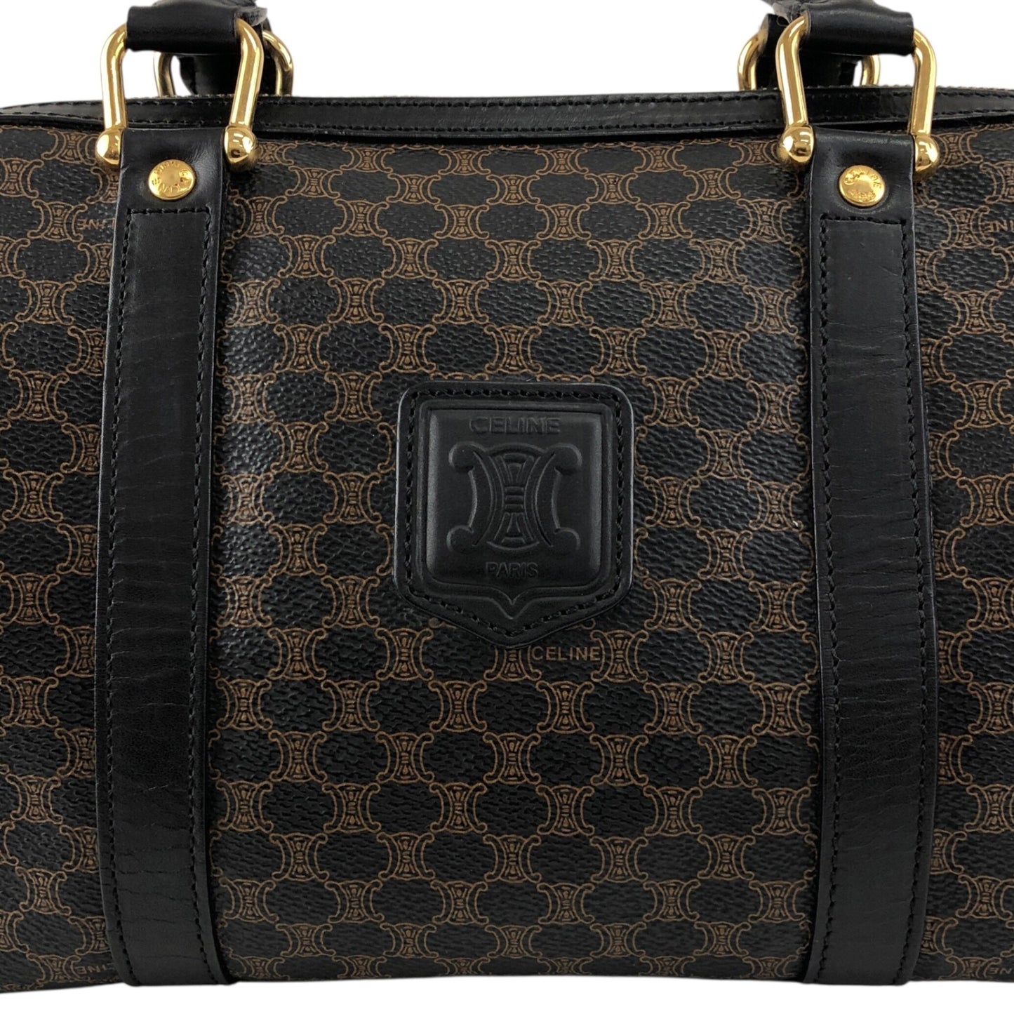 CELINE Macadam Blason Two-way Small Boston bag Shoulder bag Black Vintage 2urwut