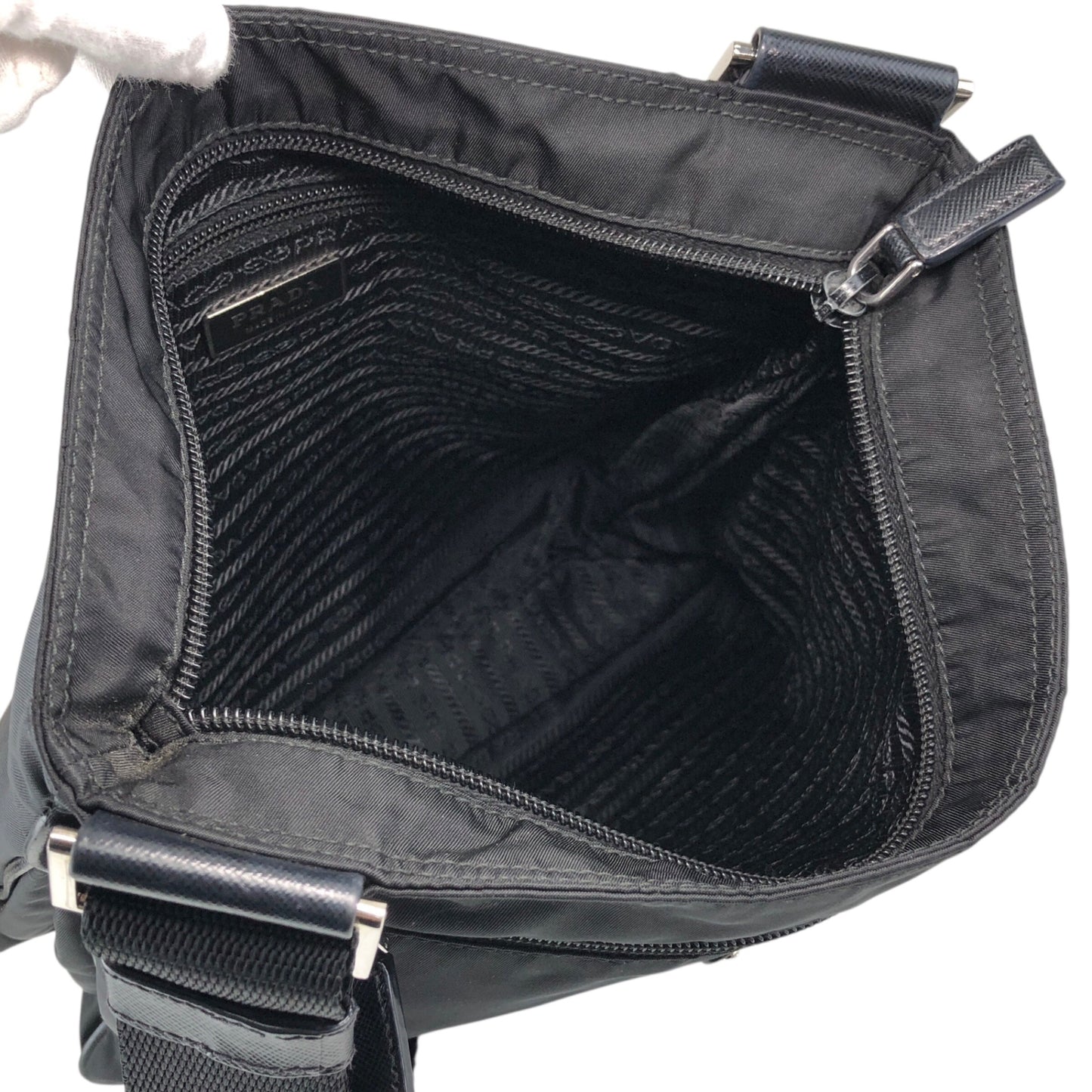 PRADA Tessuto Triangle Logo Shoulder bag Black Vintage jvmtz8