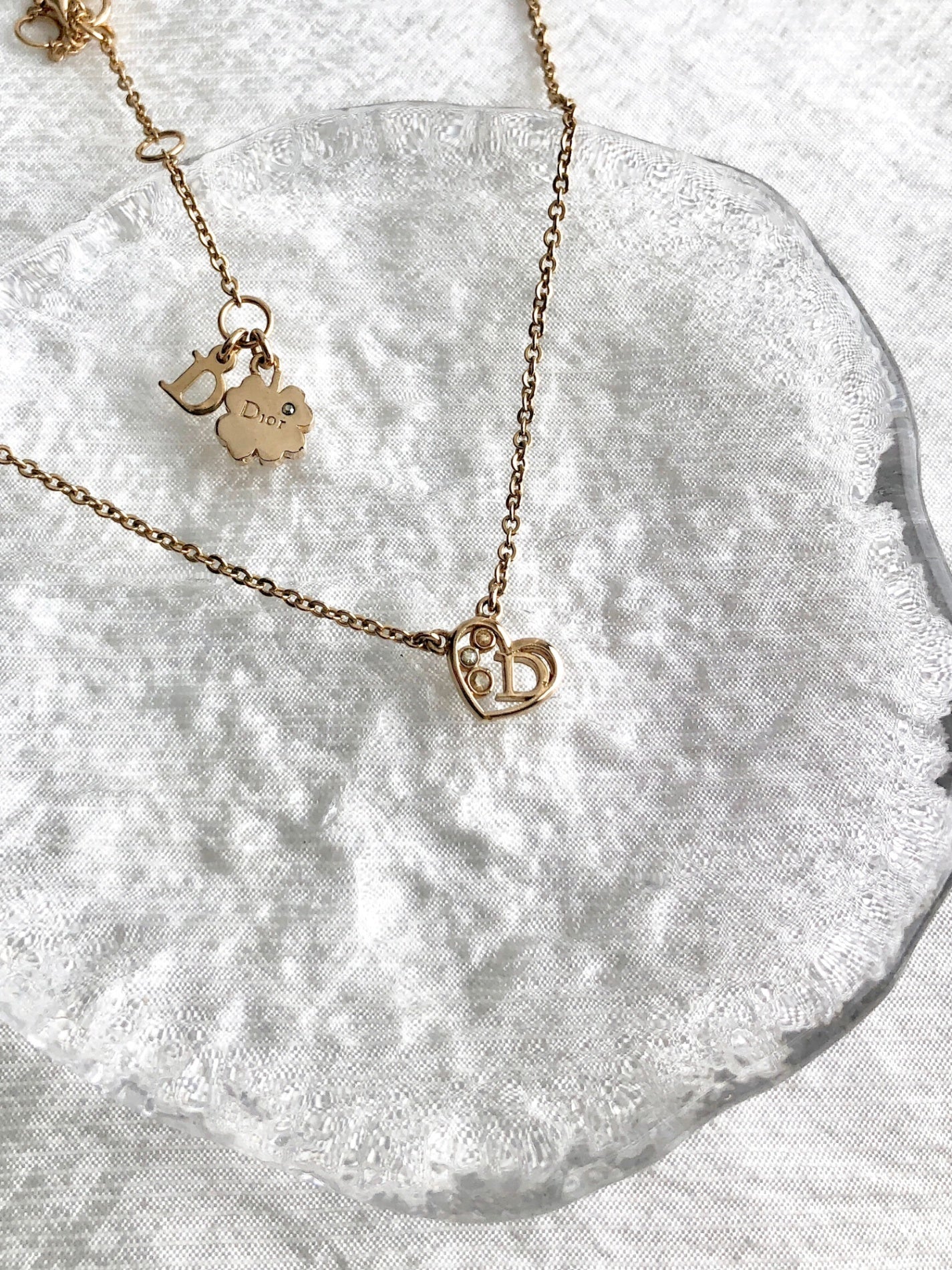 Christian Dior 心型圖案項鍊 金 復古 8guxy2