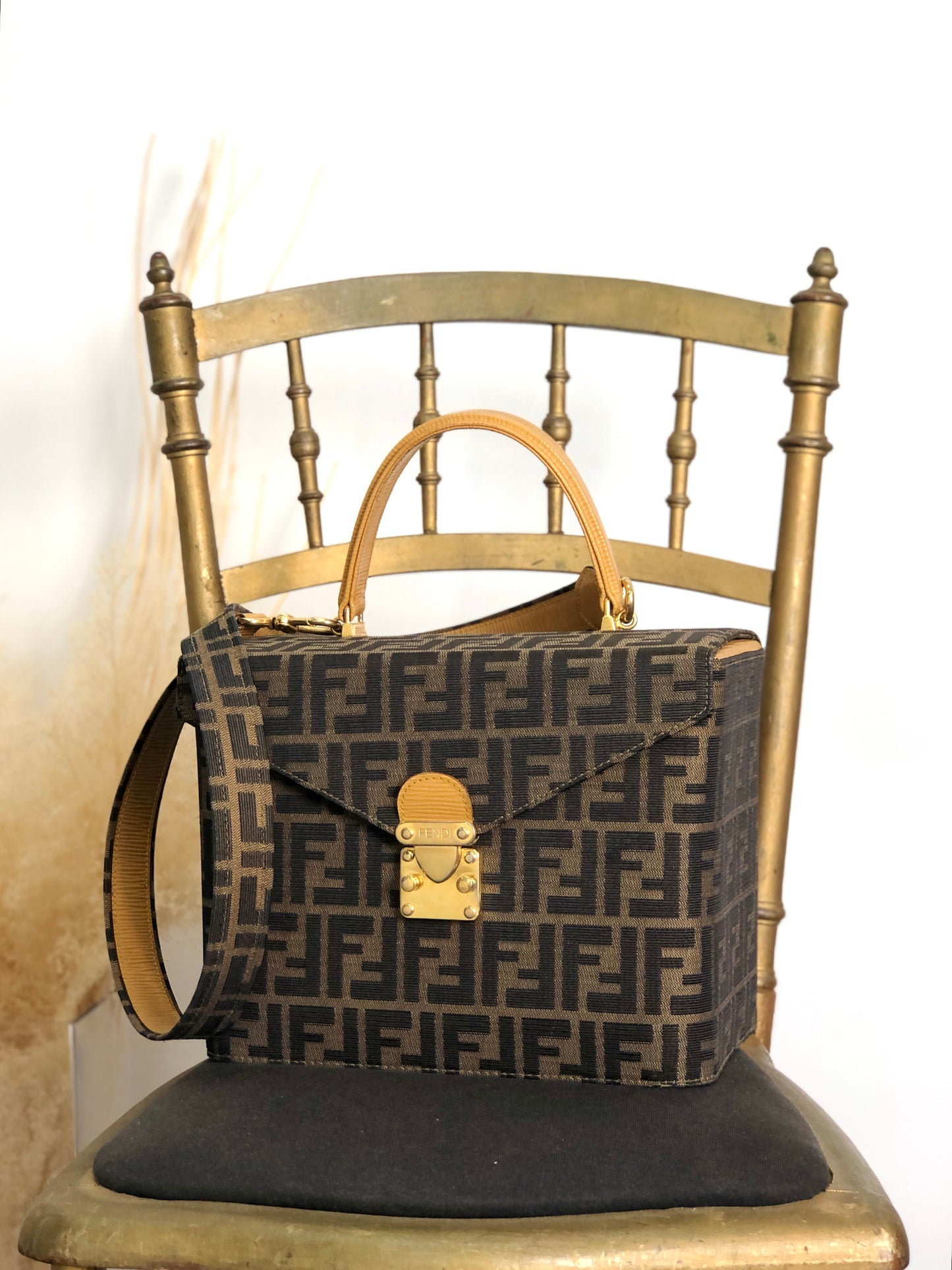 FENDI Zucca 兩用手袋 單肩包 棕色 復古 zxeb84