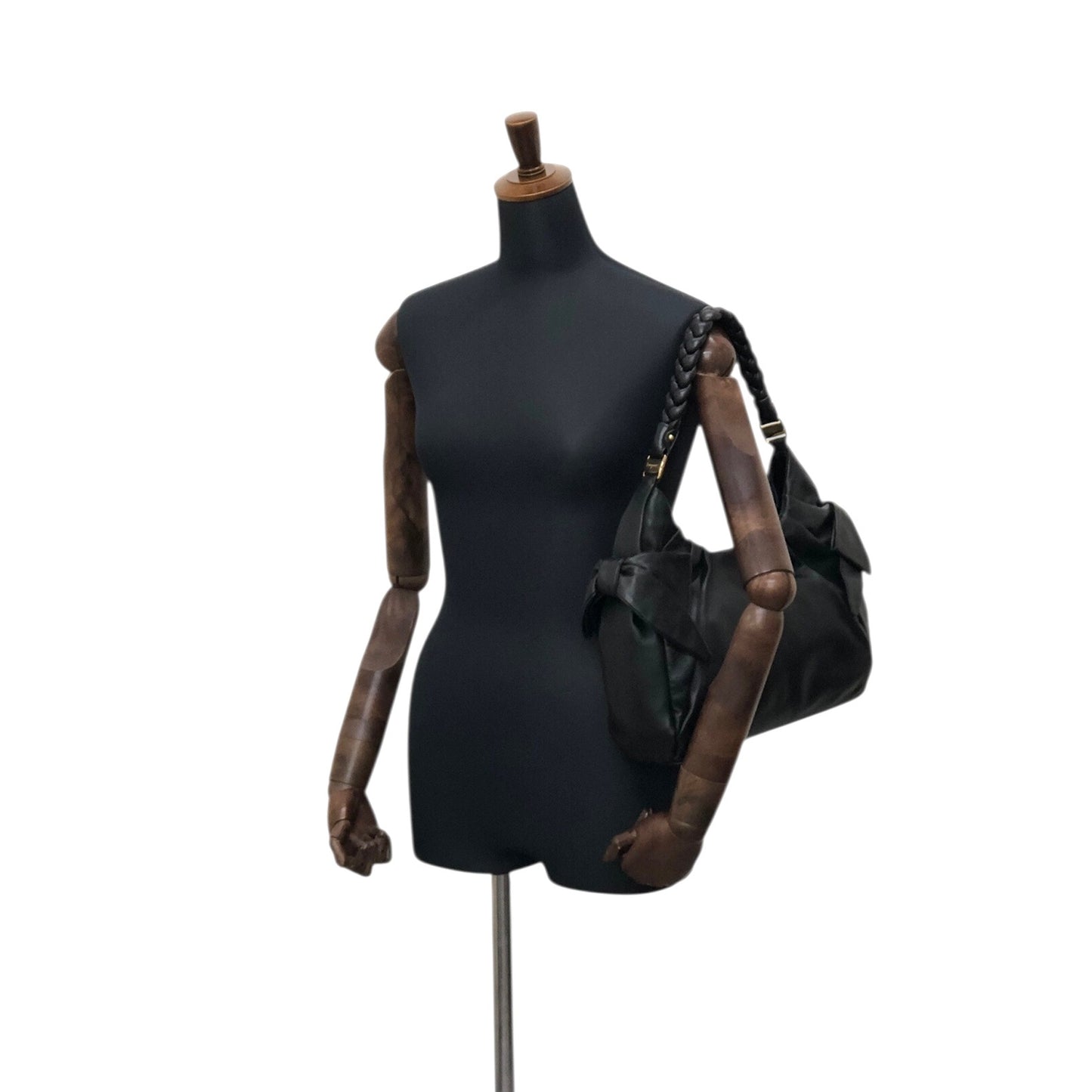 Salvatore Ferragamo Vala Ribbon Shoulder bag Hobobag Black Vintage nbxkia