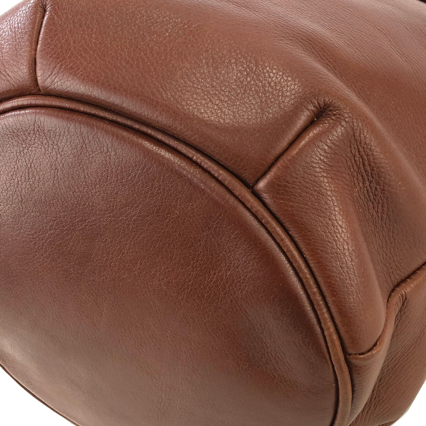 CELINE Blason Leather Drawstring Shoulder bag Brown Vintage 2hgzv7