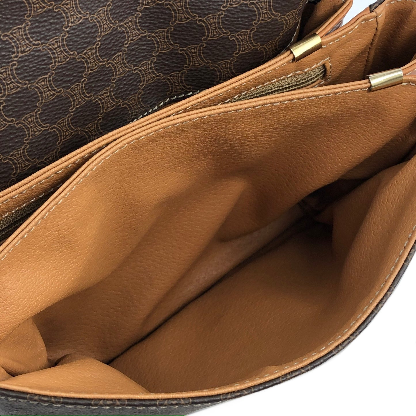 CELINE Macadam Blason Front Buckle Shoulder bag Brown Vintage cju27m