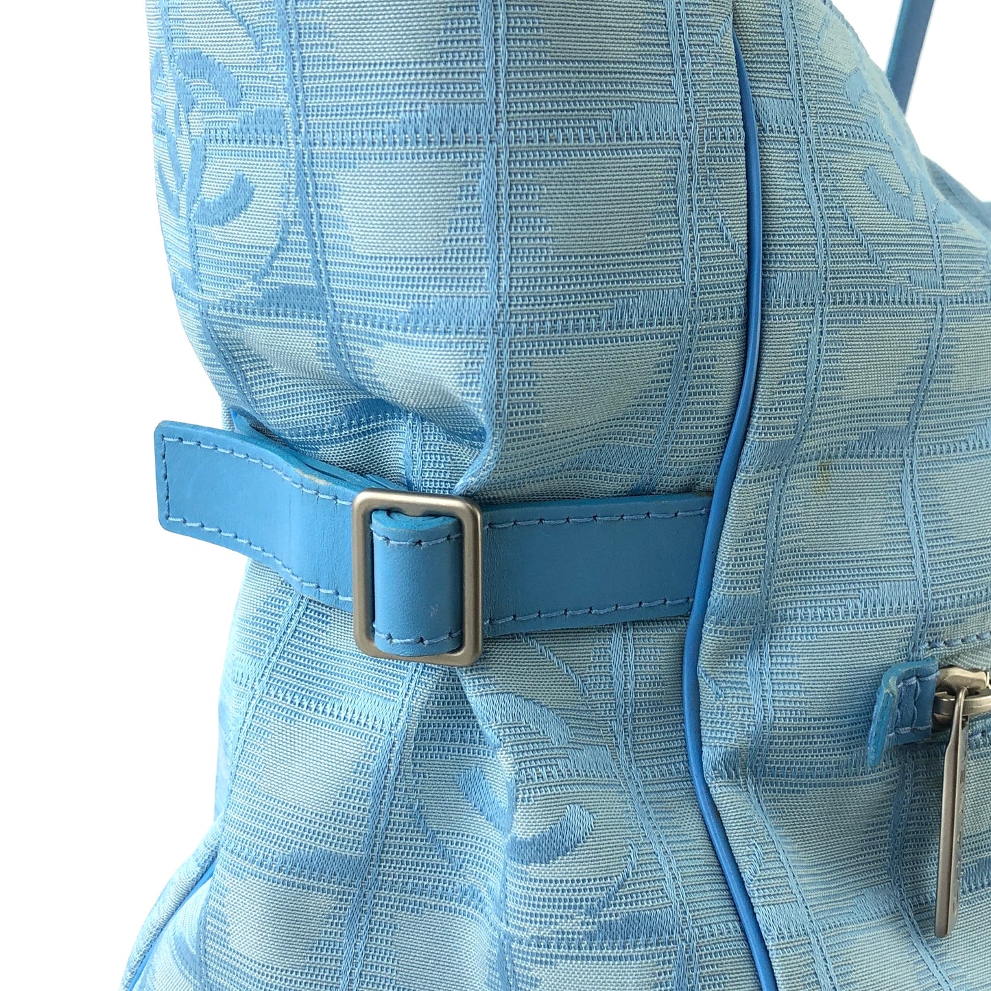 CHANEL New Travel Line Nylon Totebag Light Blue Vintage kmdfg4