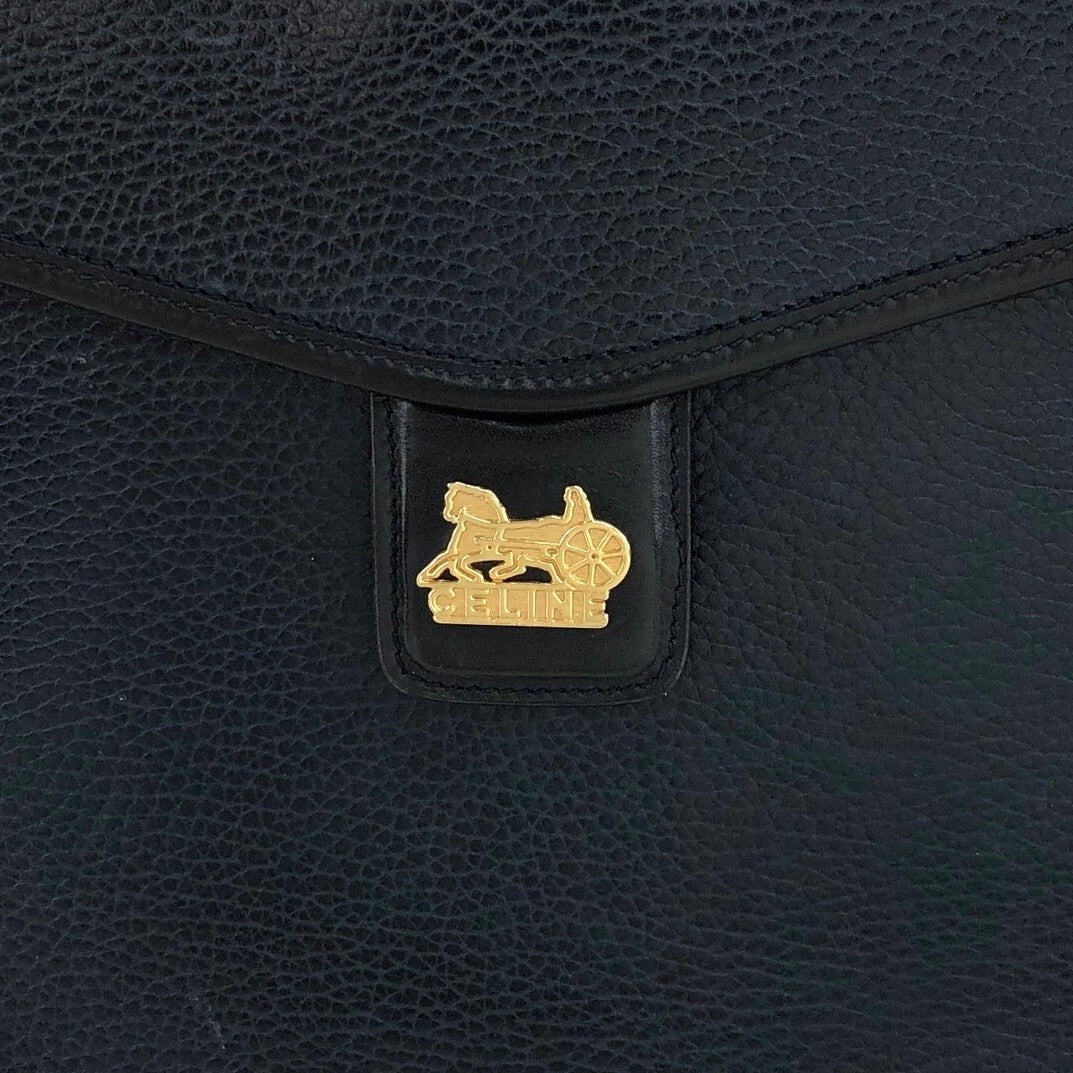 CELINE Horse Carriage Shoulder bag Navy Vintage ahfkd8