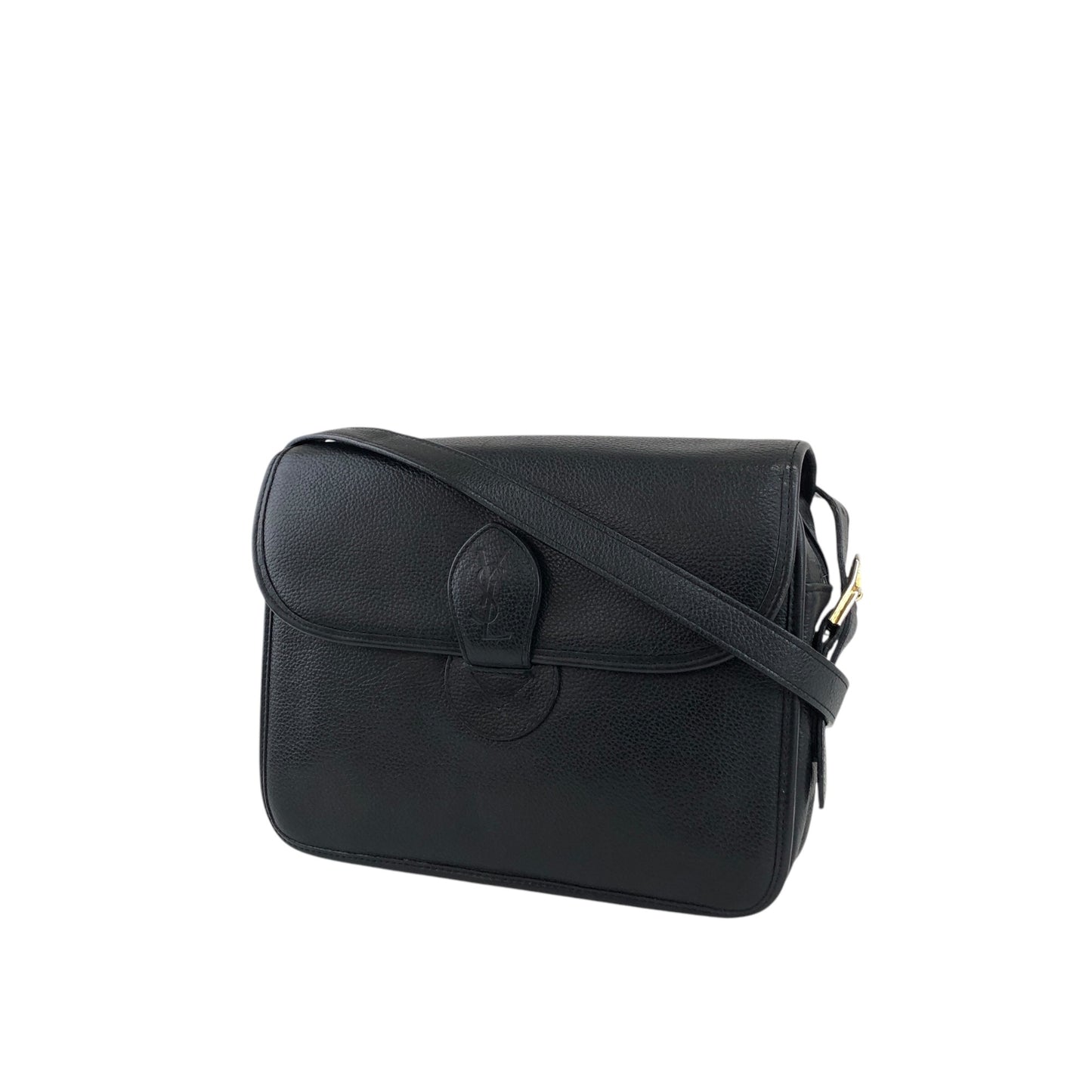 Yves Saint Laurent YSL Logo Shoulder bag Black Vintage 2c23th