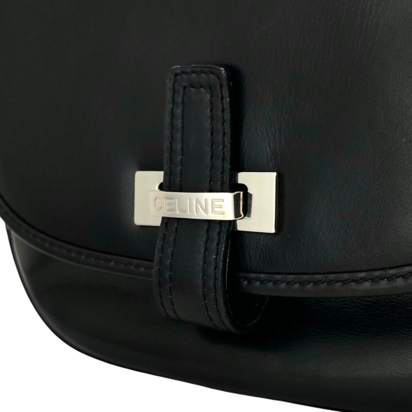 CELINE Front Buckle Shoulder bag Black Vintage 3nhdaw