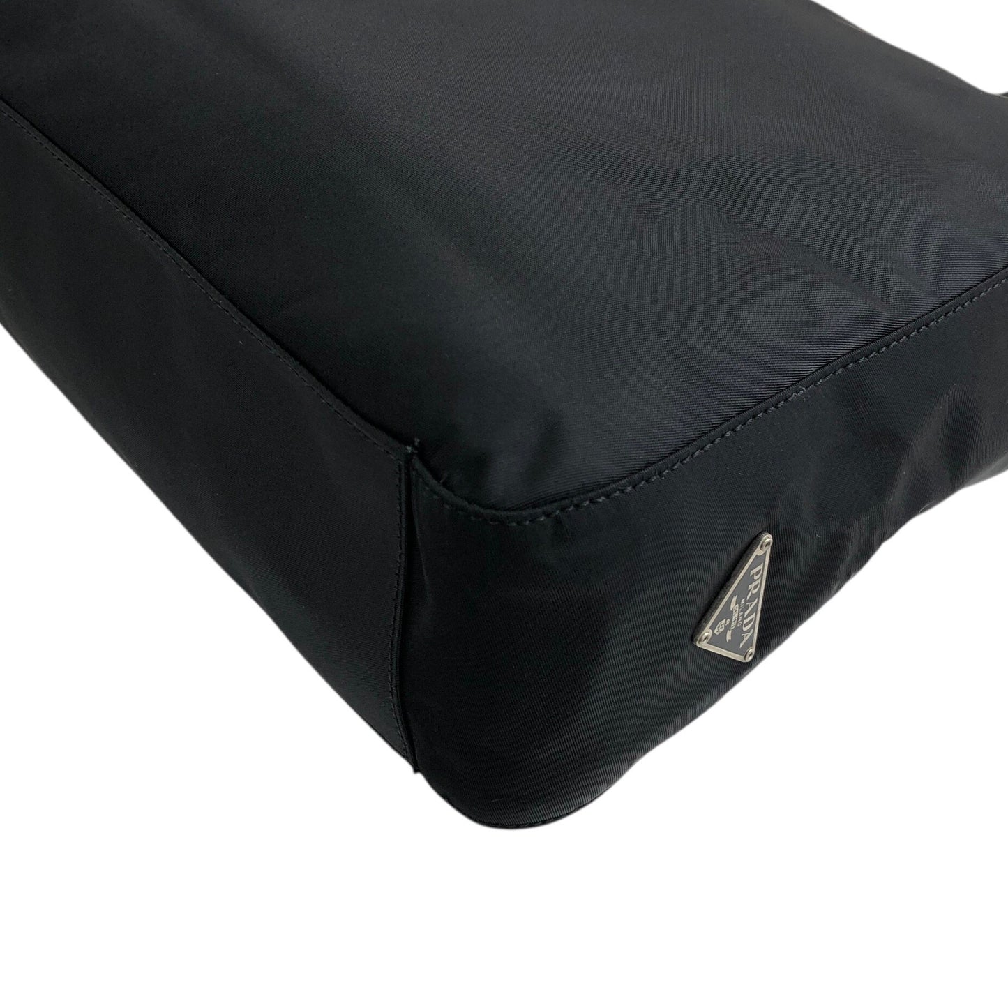 PRADA Triangle Logo Shoulder bag Hobobag Black Vintage gjymbt