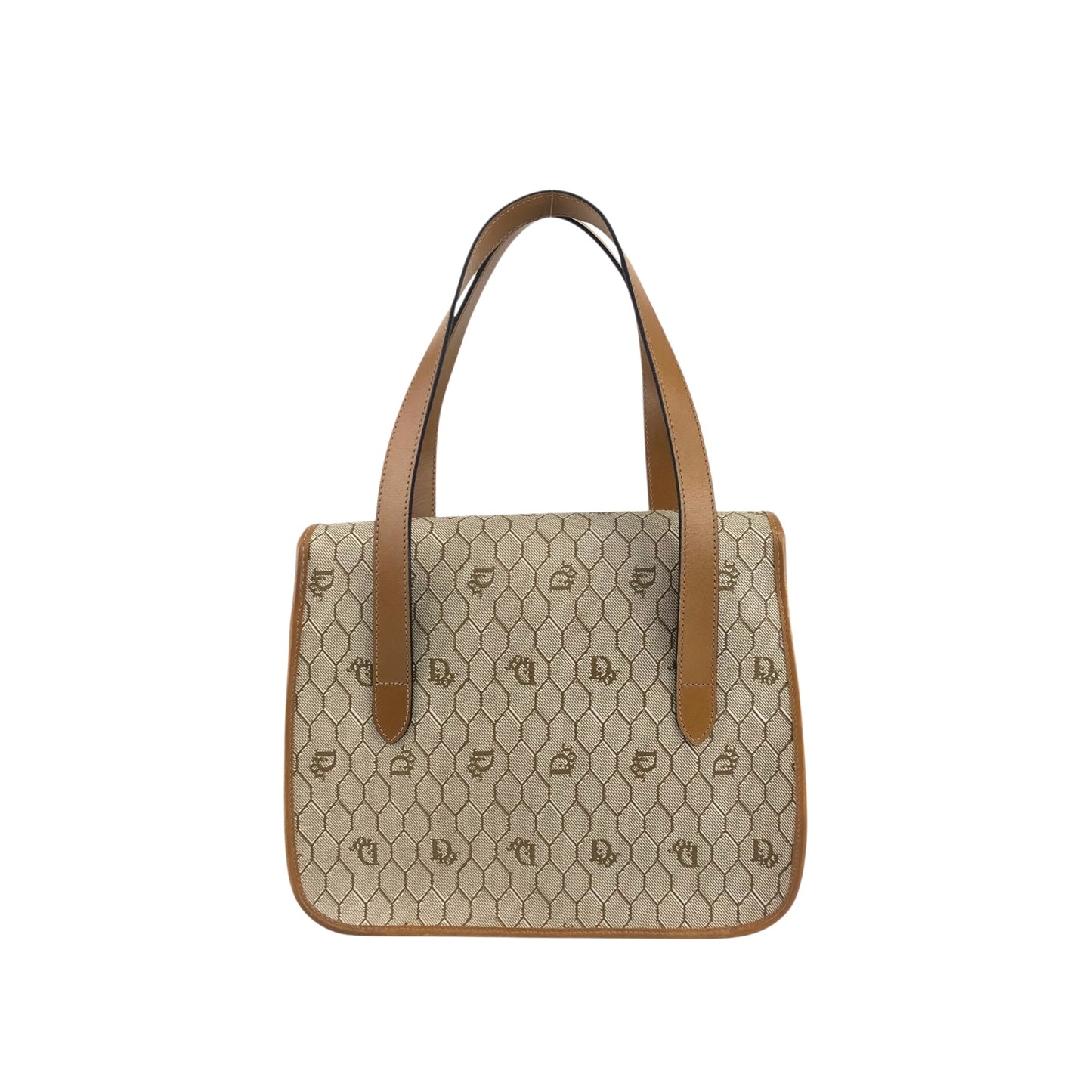 Christian Dior Honeycomb Pattern Handbag Beige Vintage 64sff4