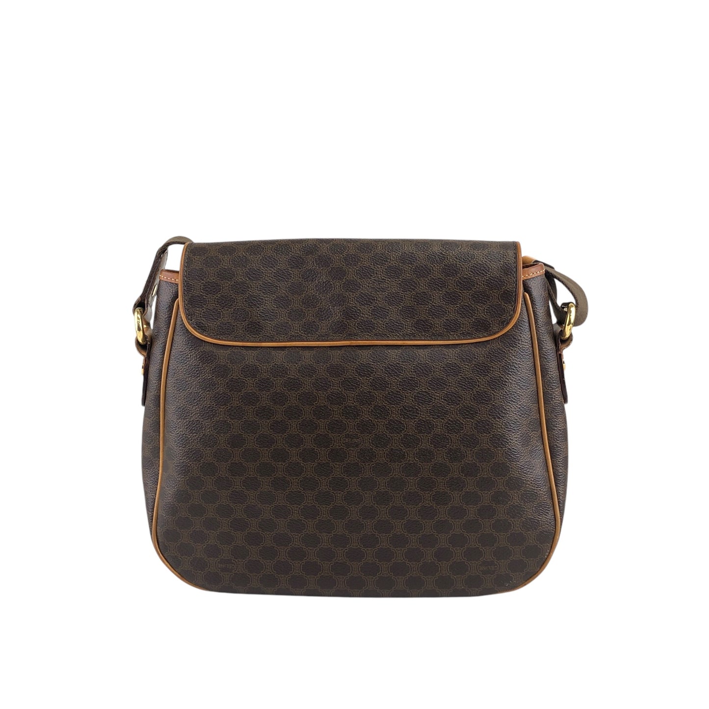 CELINE Macadam Double Pocket Shoulder bag Brown Vintage a3bmb4