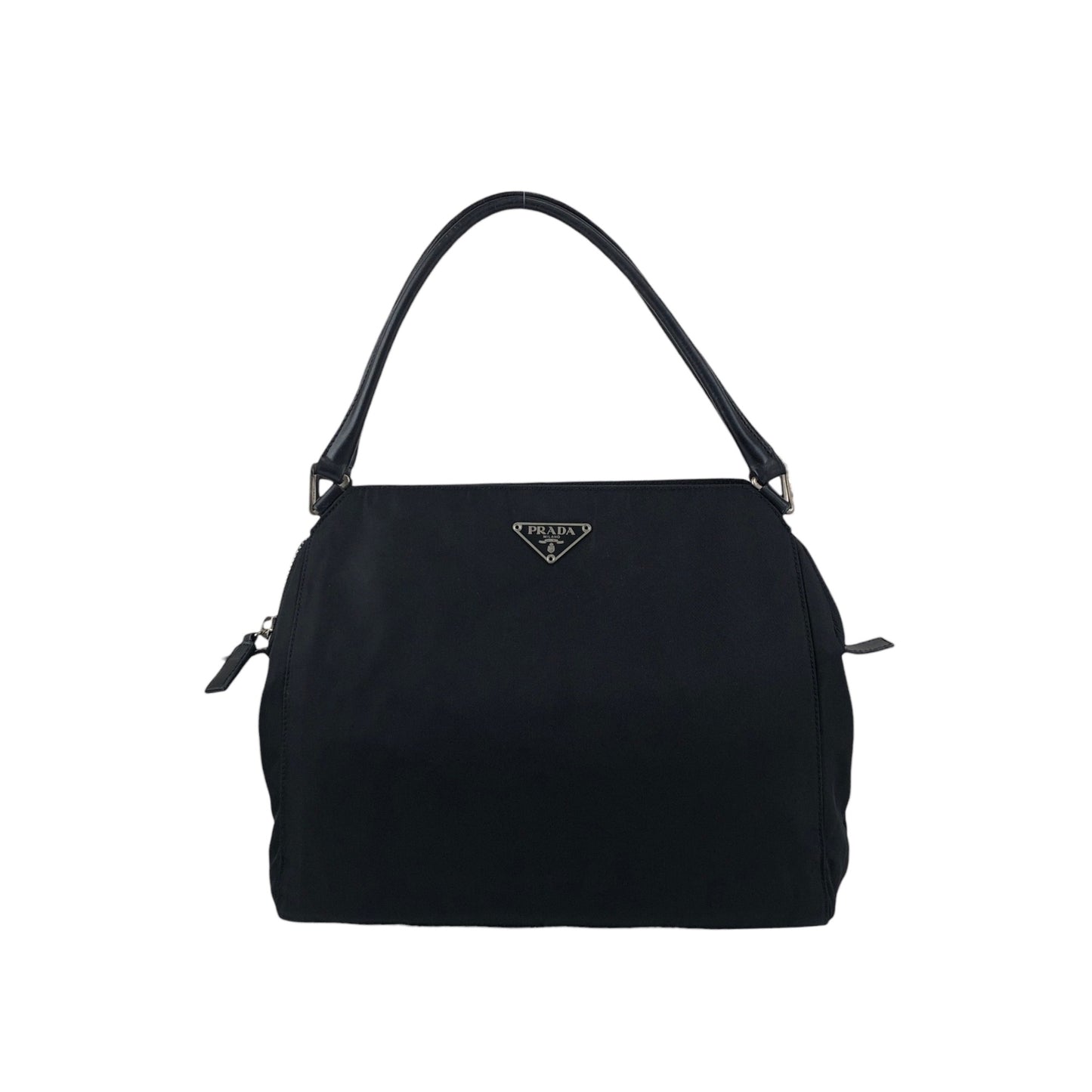 PRADA Tessuto Triangle Logo Handbag Black Vintage zzietj
