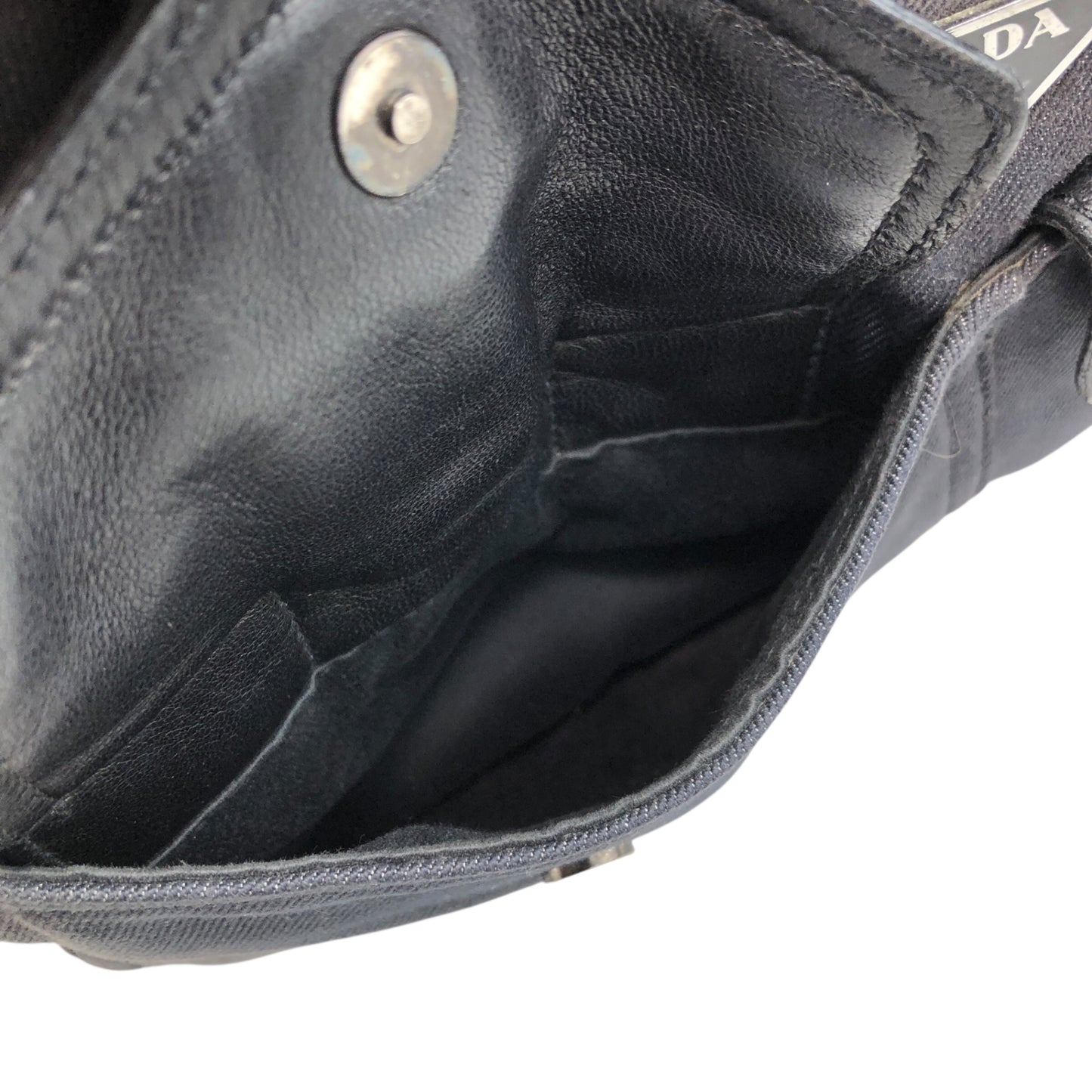PRADA Triangle Logo Front Pocket Small Boston bag Handbag Black Vintage 7uz66d