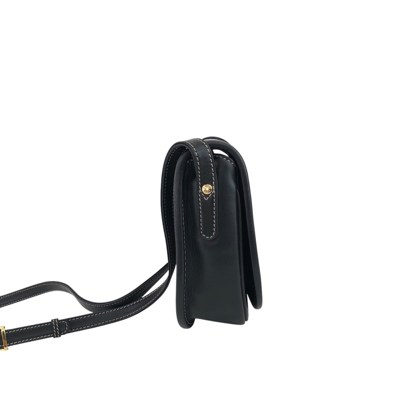 CELINE Belt Buckle Stitch Shoulder bag Black Vintage 8d2v6y