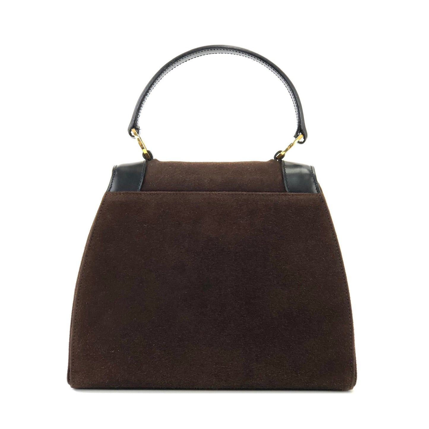 CELINE Circle Logo Suede Leather Two-way Handbag Shoulder bag Brown Black Vintage vxyndh