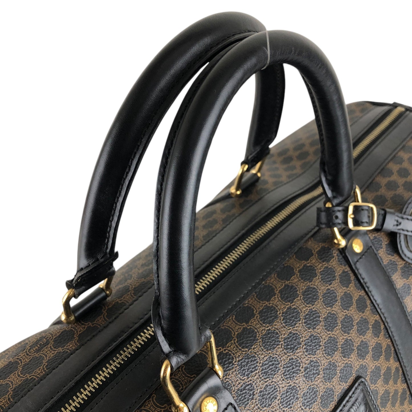 CELINE Macadam Blason Boston bag Handbag Black Vintage 65wsnj
