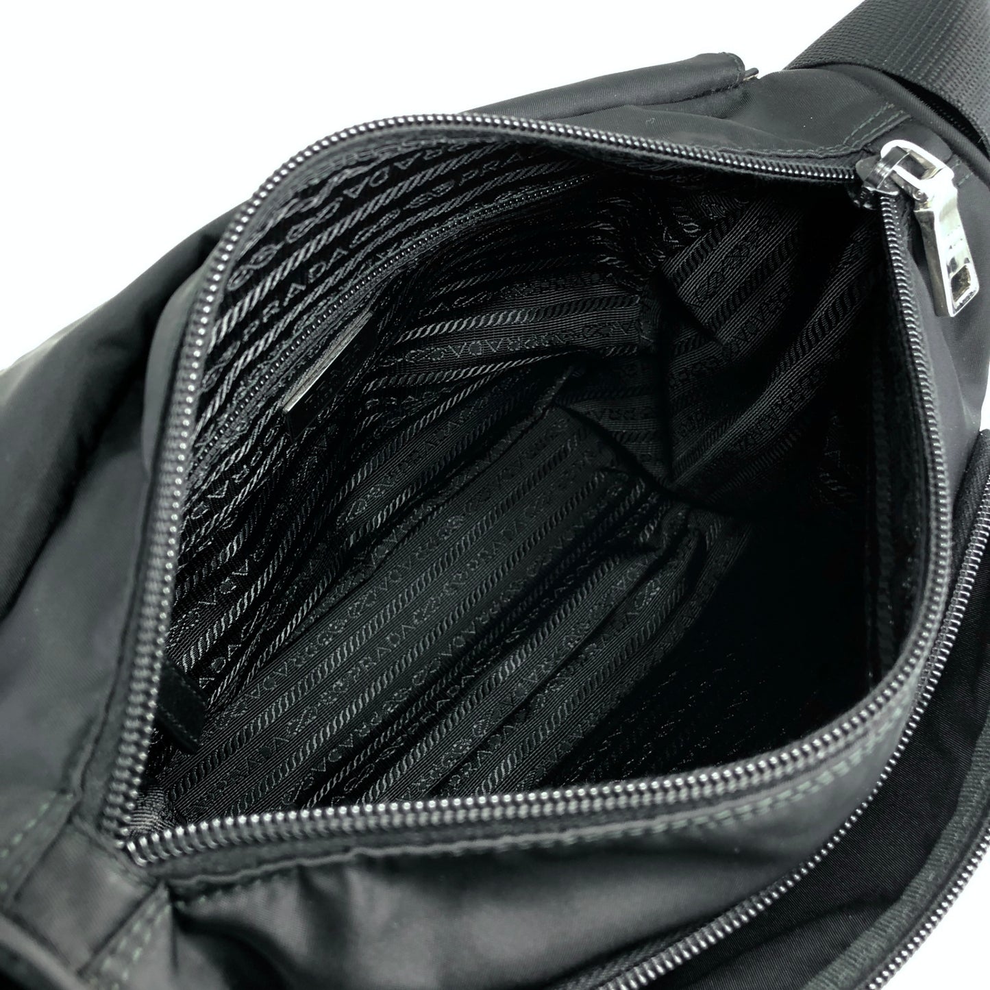 PRADA Triangle Logo Front Buckle Shoulder bag Black Vintage b2kema