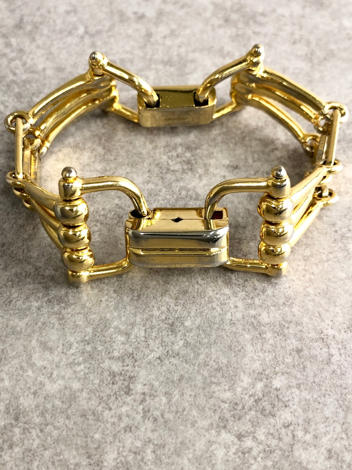 CELINE Horse Bit Bracelet Gold Vintage 3psgja