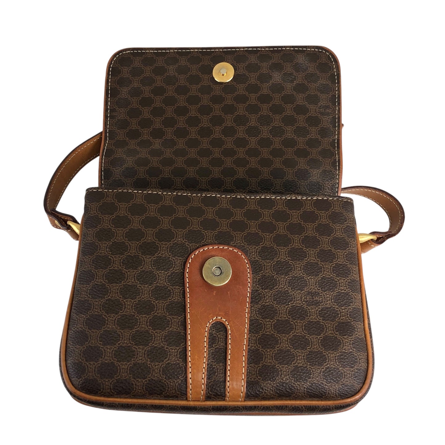 CELINE Macadam Blason Shoulder bag Brown Vintage et4dj5