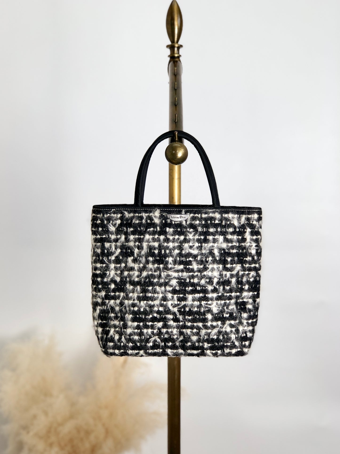 Christian Dior Logo Handbag Black White Vintage ny7jtf