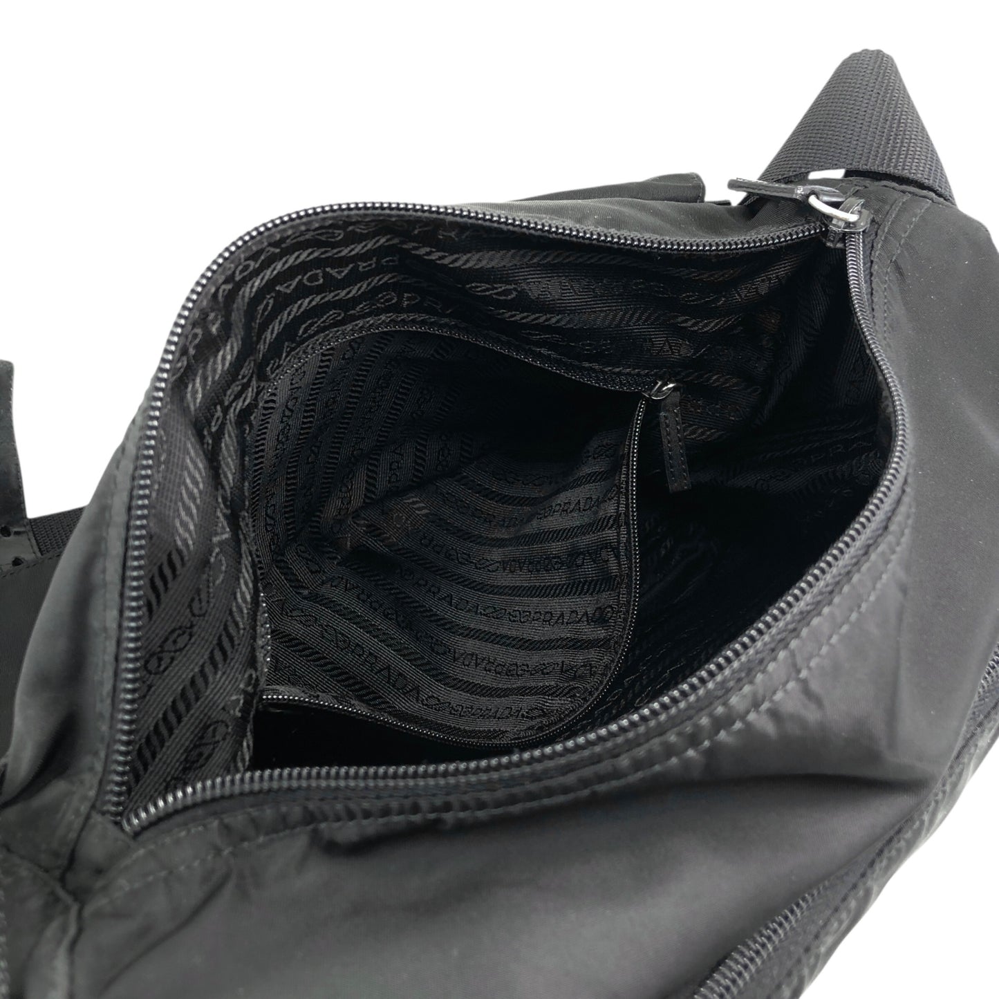 PRADA Tessuto Triangle Logo Shoulder bag Black Vintage wm6a24