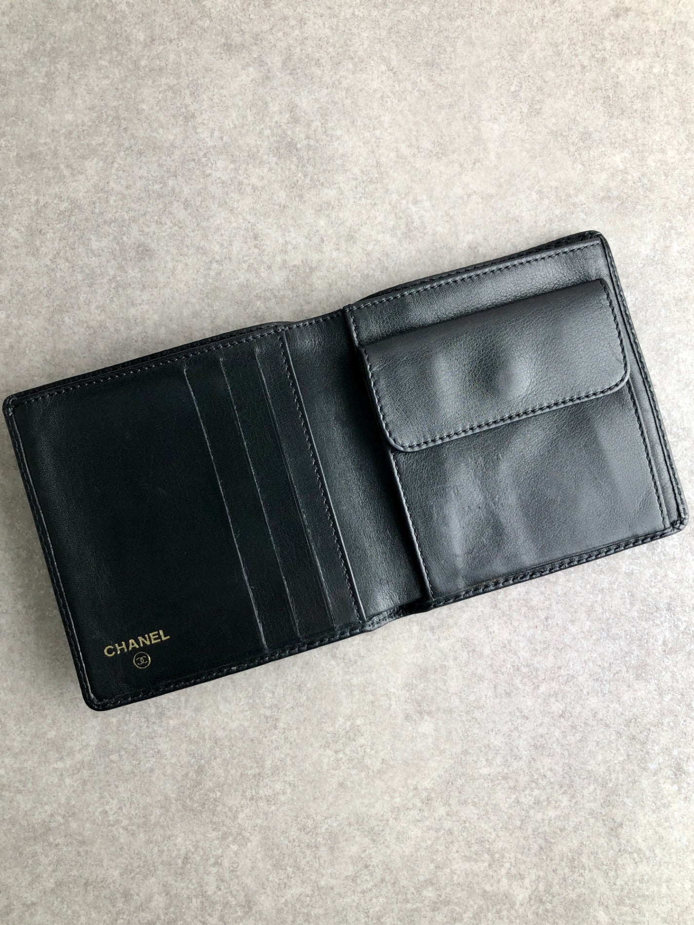 CHANEL Coco Mark 折疊皮夾 黑色 復古 6hacdc