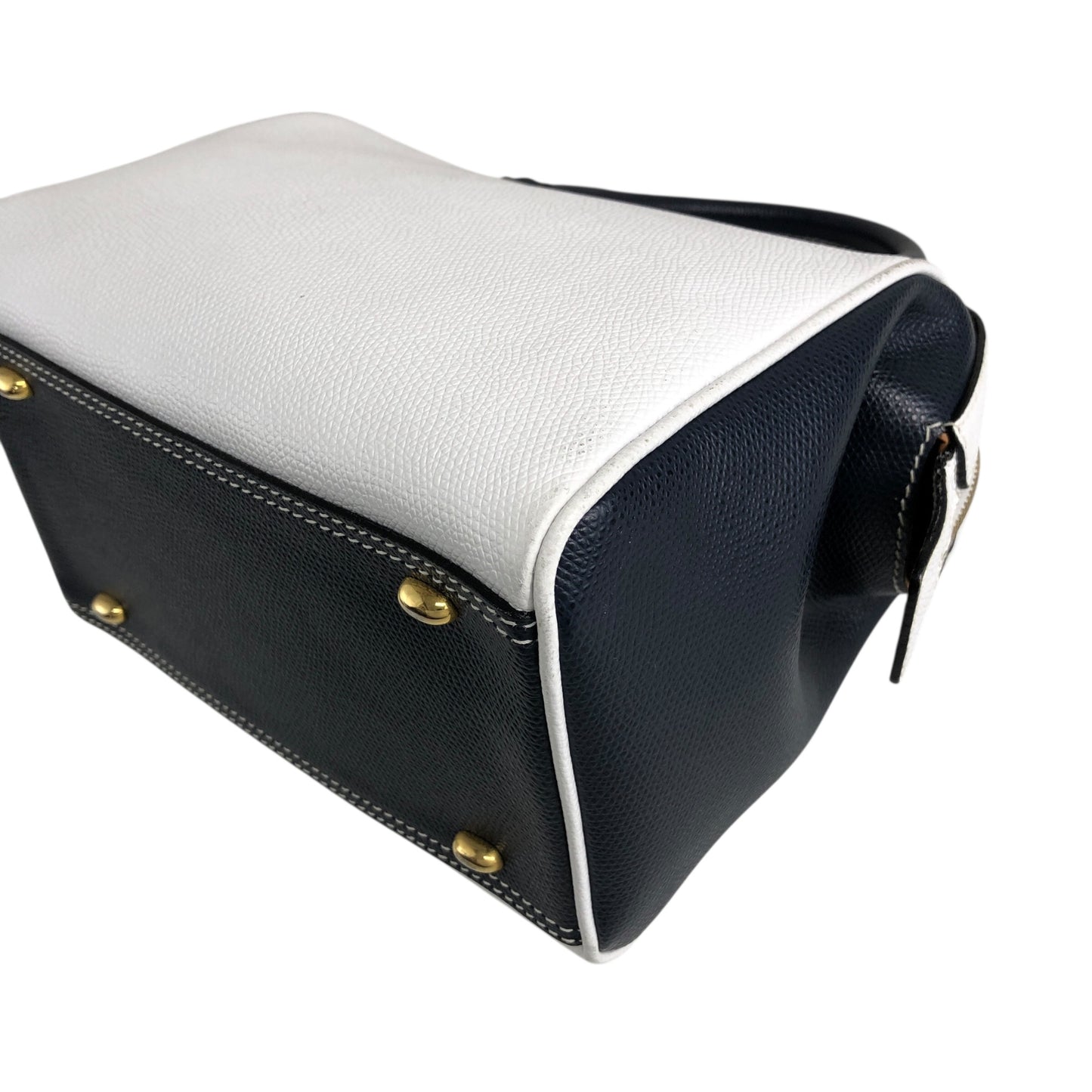CELINE Two-way Small Boston bag Shoulder bag White×Navy Vintage gbtb54