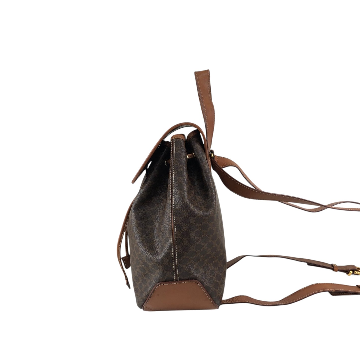 CELINE Macadam Front Buckle Backpack Brown Vintage 6yeab5