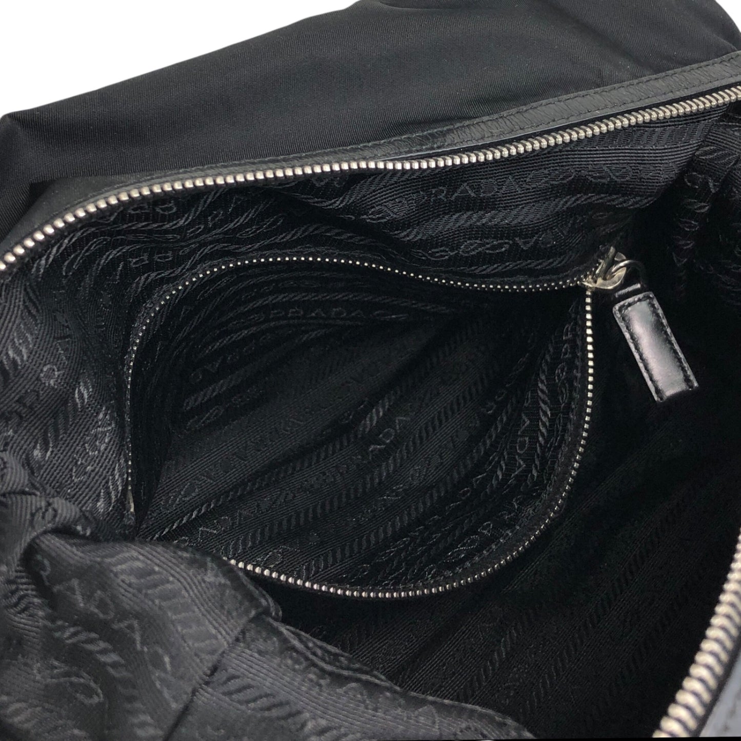 PRADA Tessuto Triangle Logo Small Boston bag Handbag Black Vintage kg2zxs