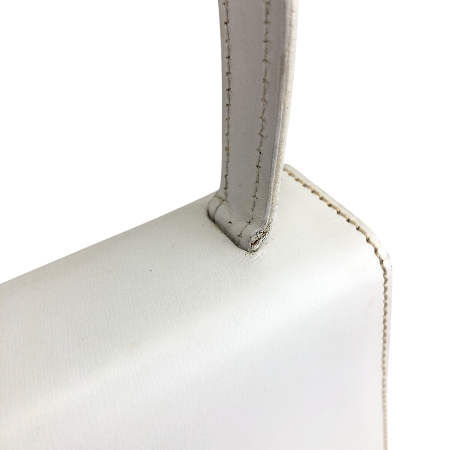 CELINE Triomphe Top Handle Handbag White Vintage 33tdem