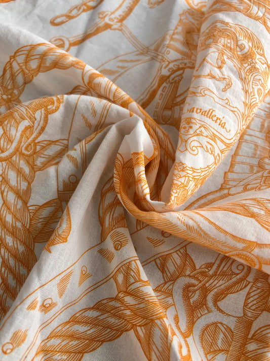 HERMES Scarf White Vintage ev5385