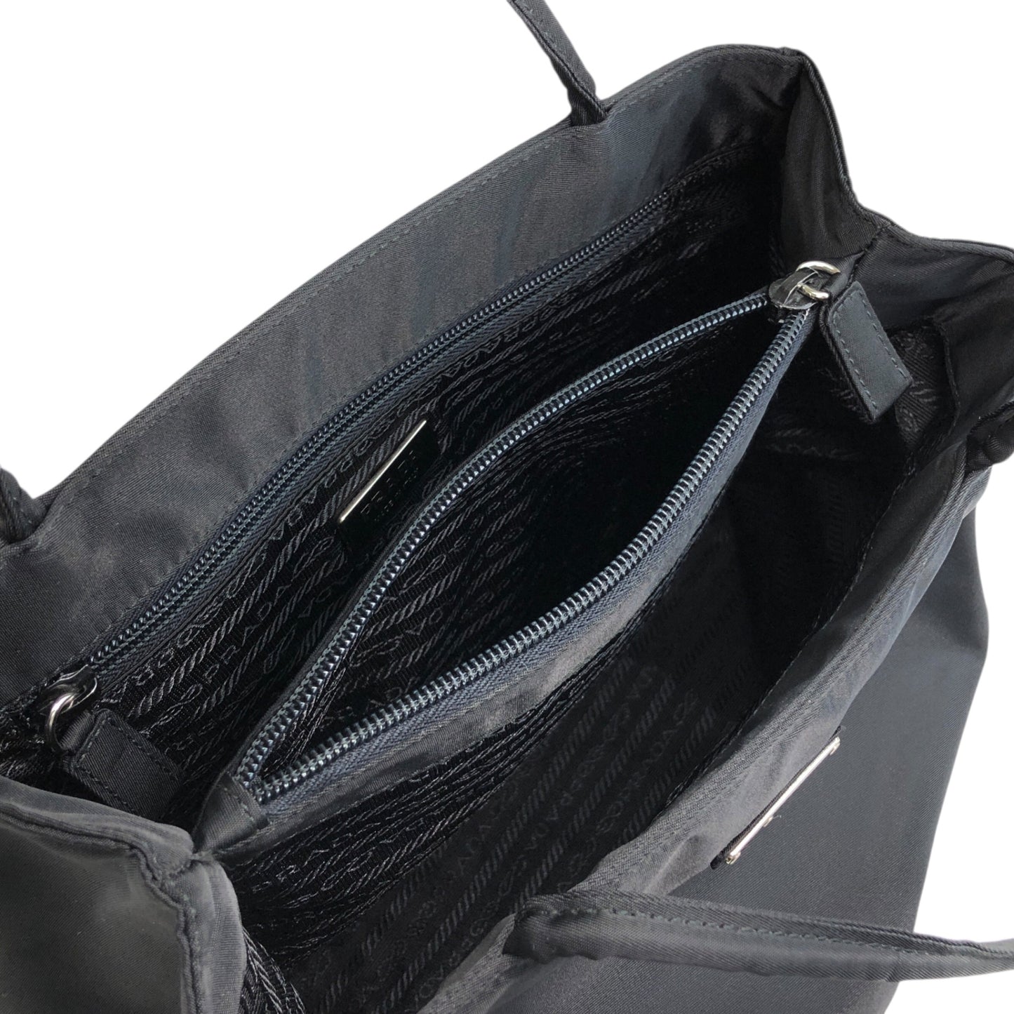 PRADA Triangle Logo Handbag Black Vintage kkmacr