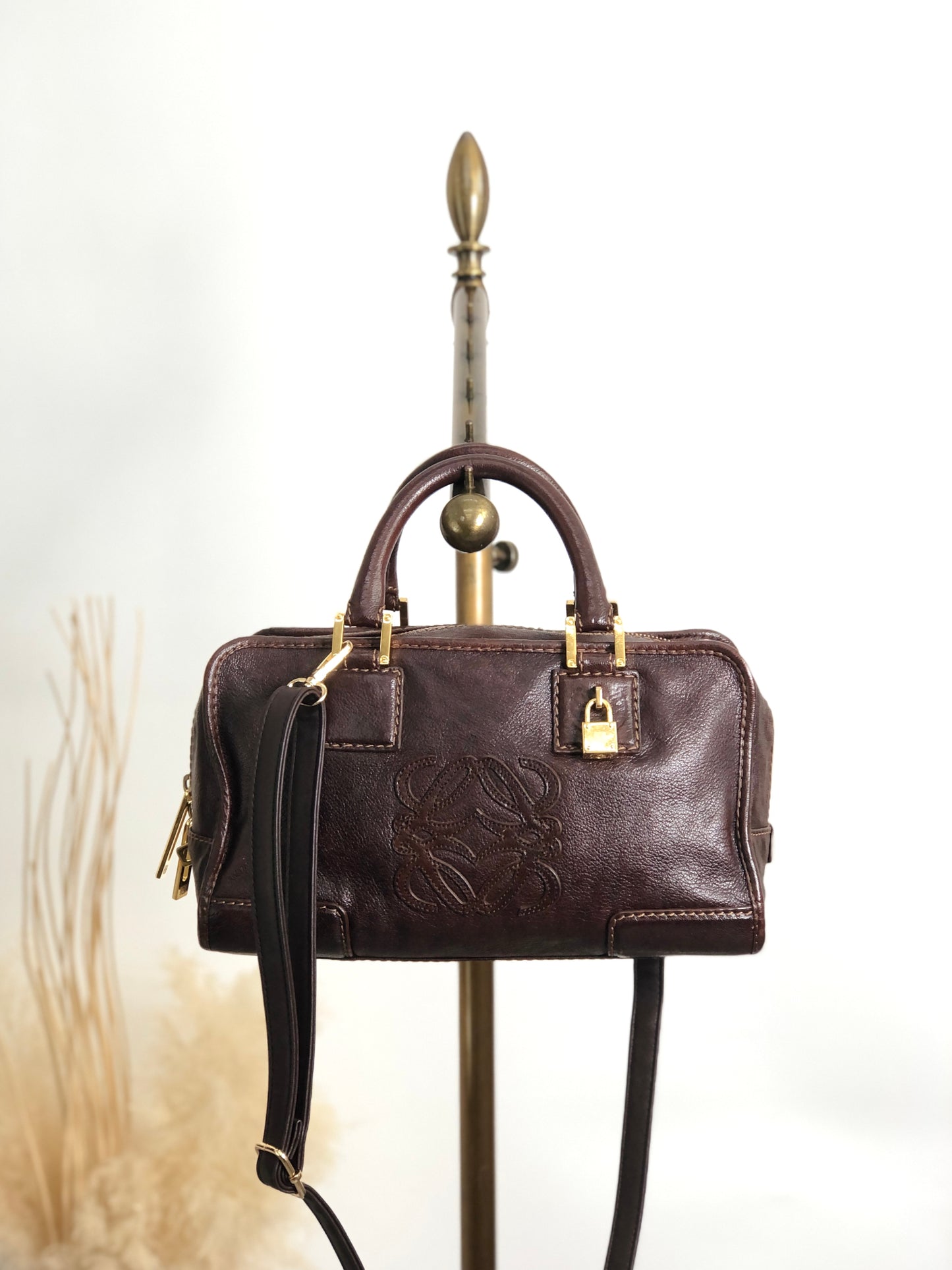 LOEWE Amazona28 Anagram Two-way Small Boston bag Shoulder bag Brown Vintage zey847