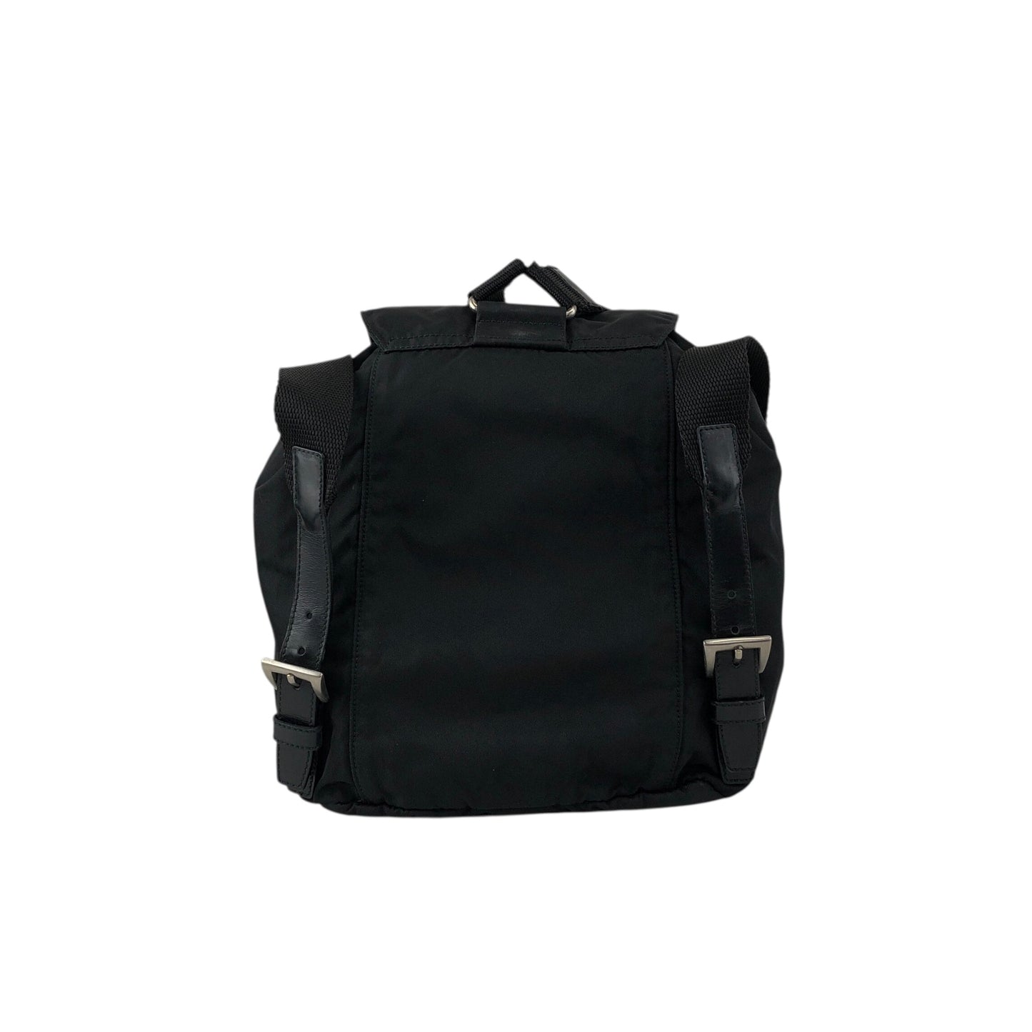 PRADA Tessuto Triangle Logo Front Pocket Backpack Black Vintage nnyiv2