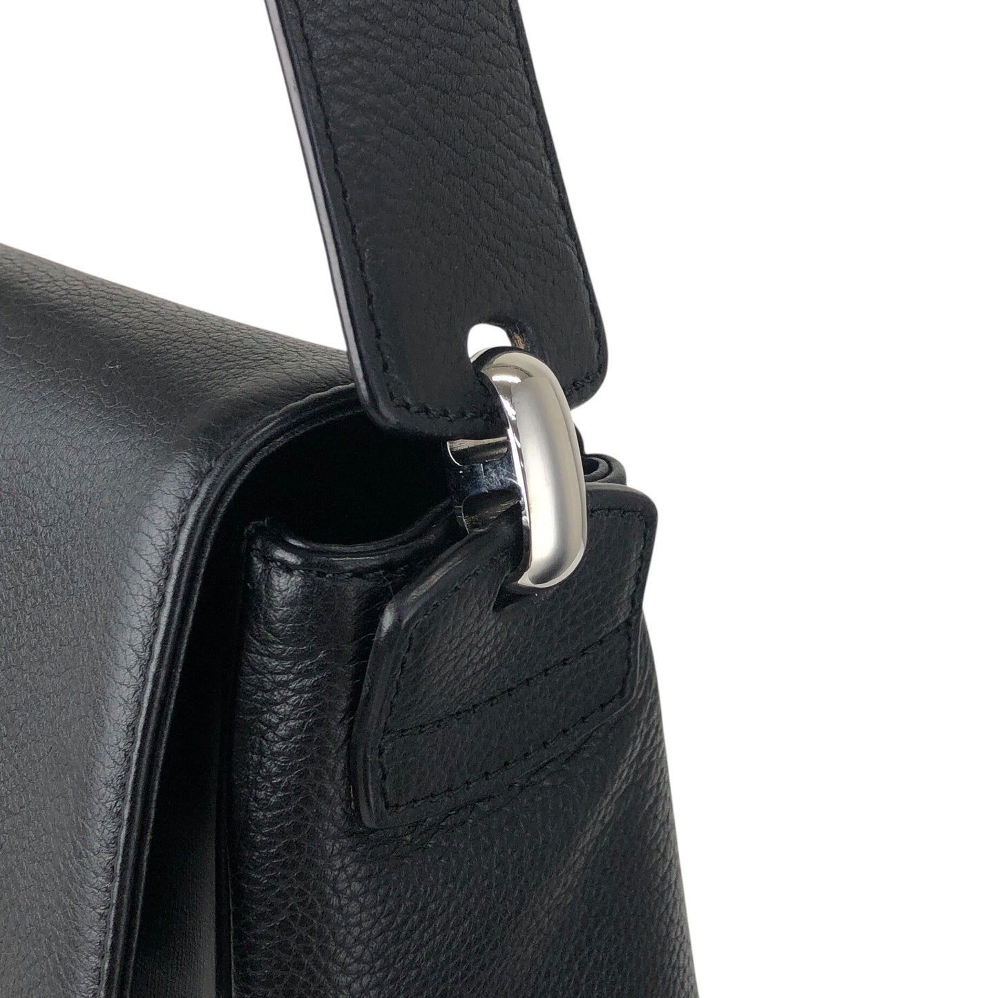 LOEWE Logo Embossed Shoulder bag Black Vintage ni55eb