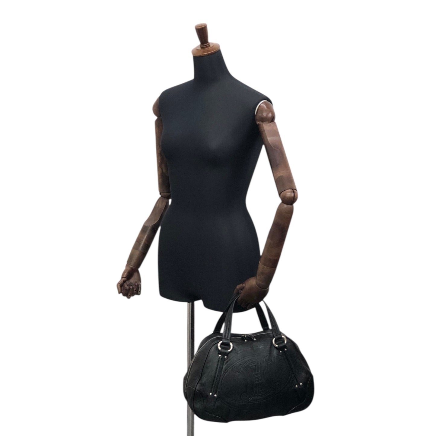 CELINE Blason Small Boston bag Handbag Black Vintage 2bg7ri