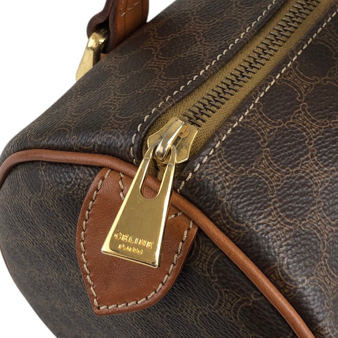 CELINE Macadam Blason Two-way Handbag Shoulder bag Brown Vintage tj3xfx