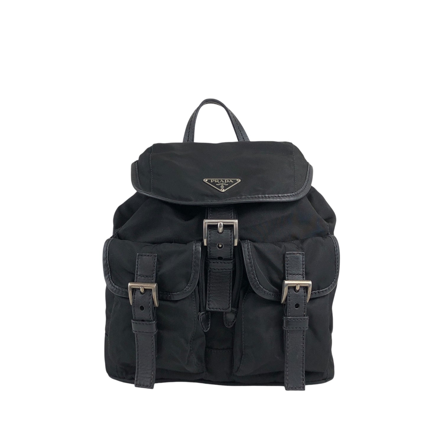 PRADA Triangle Logo Backpack Black Vintage hu5ayn