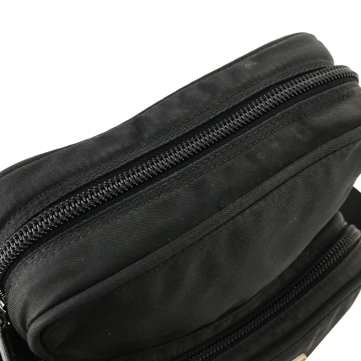 PRADA Triangle Logo Nylon Small Crossbody Shoulder bag Black Vintage w68v5d