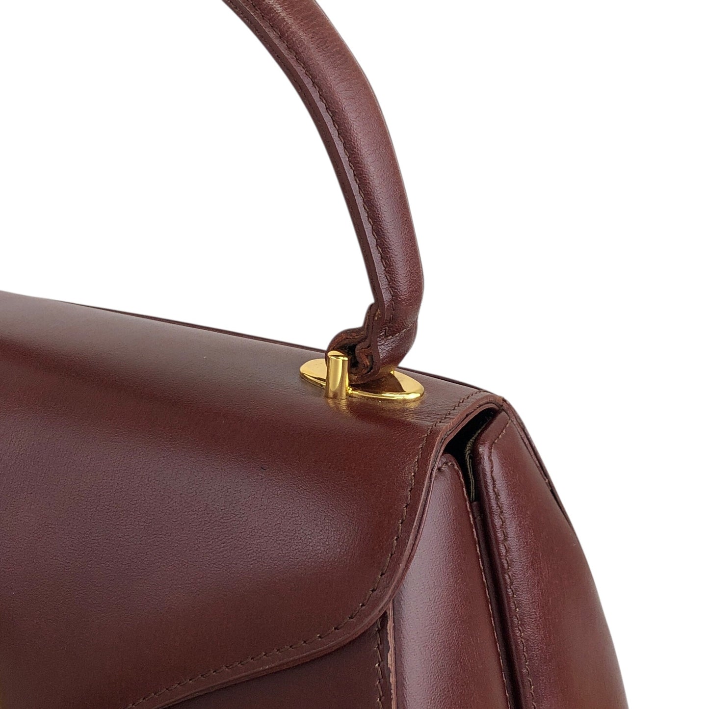 GIVENCHY Gancini Top Handle Handbag Brown Vintage rguu25