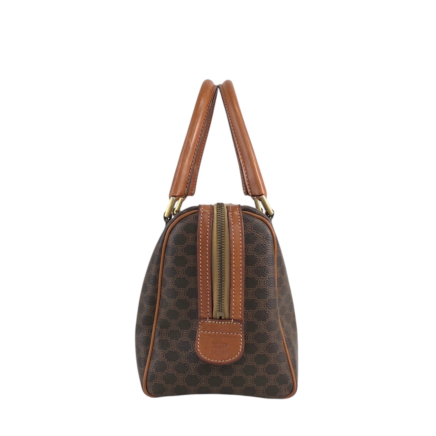 CELINE Macadam Blason Handbag Boston bag Brown Vintage xrgcpj