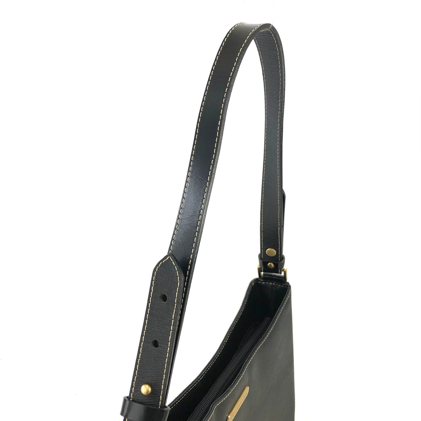 Burberrys Logo Motif Leather Shoulder bag Black Vintage cd8br3