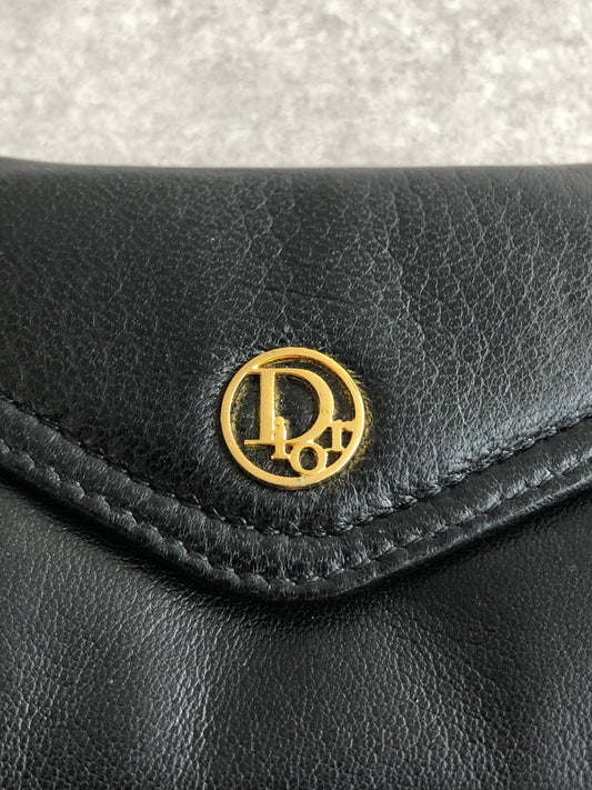 Christian Dior Logo Motif Coin Purse Black Vintage dzteww