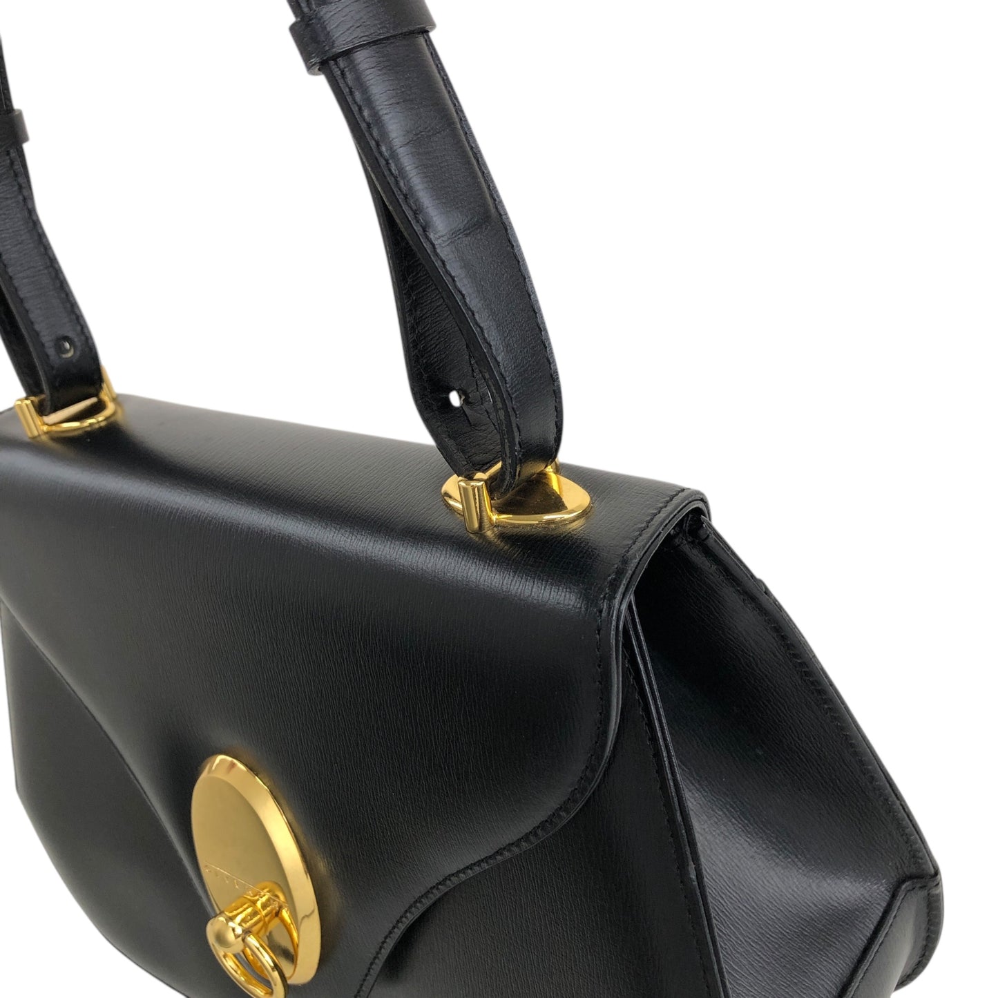 GIVENCHY Gancini Top Handle Handbag Black Vintage 3pv2af