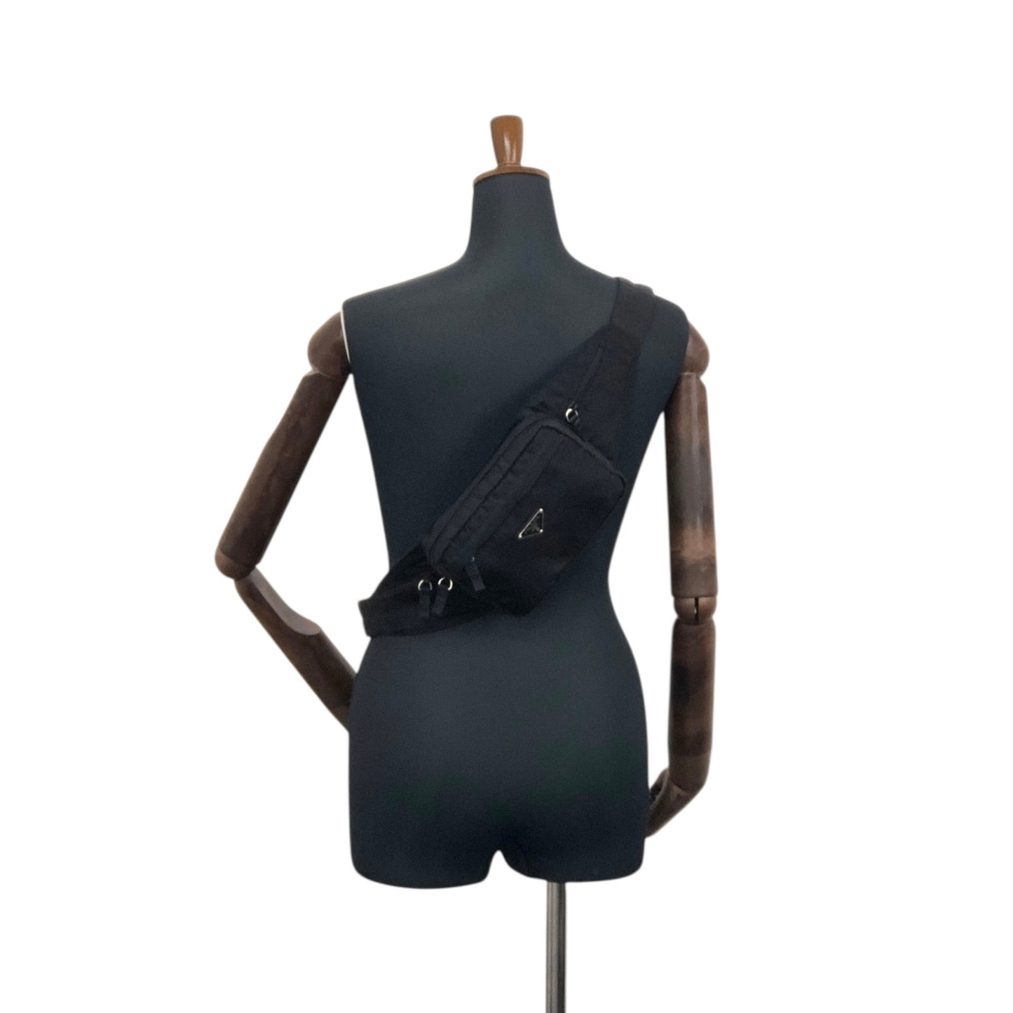 PRADA Tessuto Triangle Logo Sling bag Black V210 Vintage st4ma3