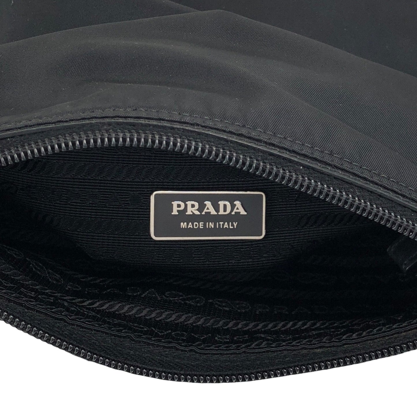 PRADA Tessuto Triangle Logo Front Pocket Shoulder bag Black Vintage viexpn