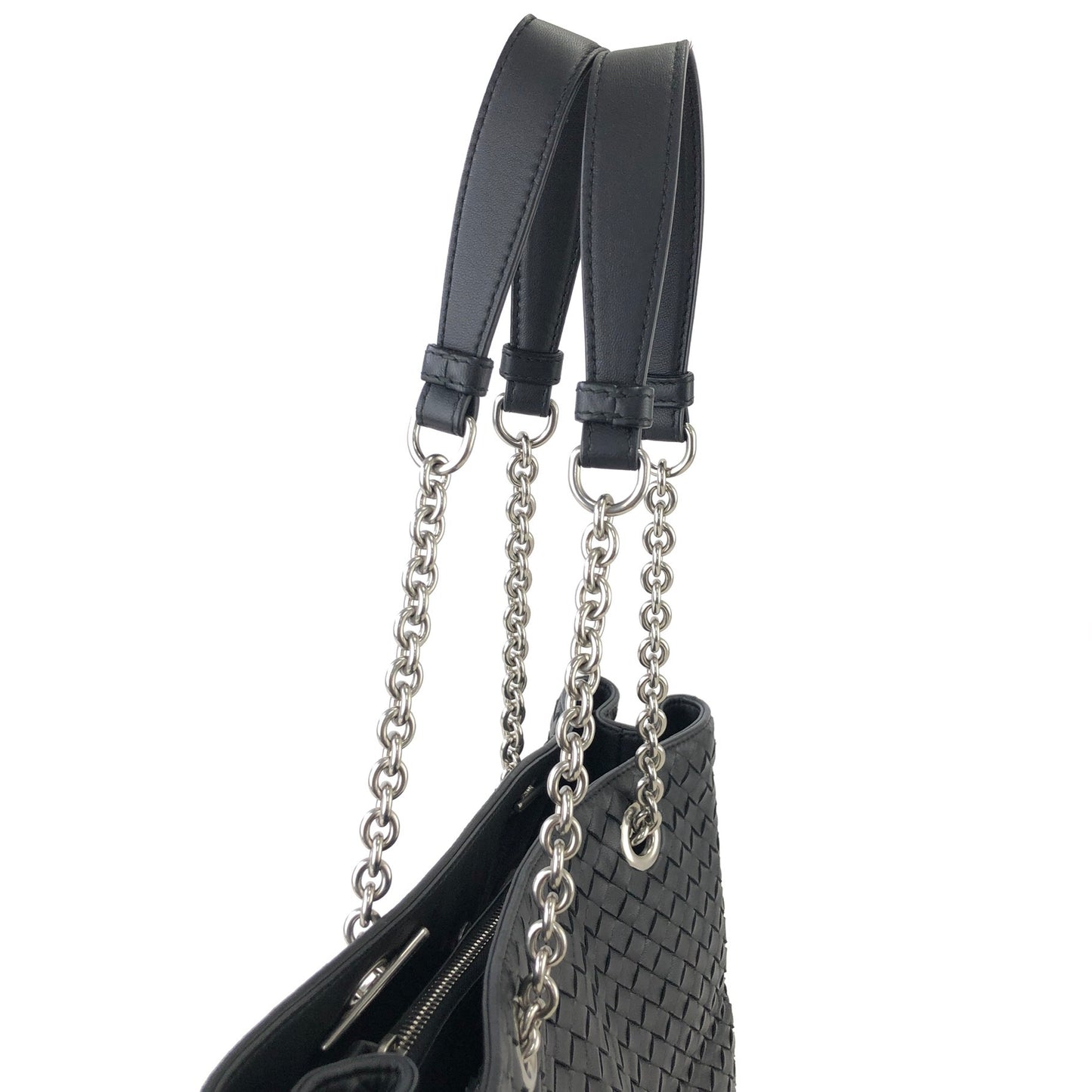 Bottega Veneta 皮革鏈條托特包 黑色 復古 rses7r